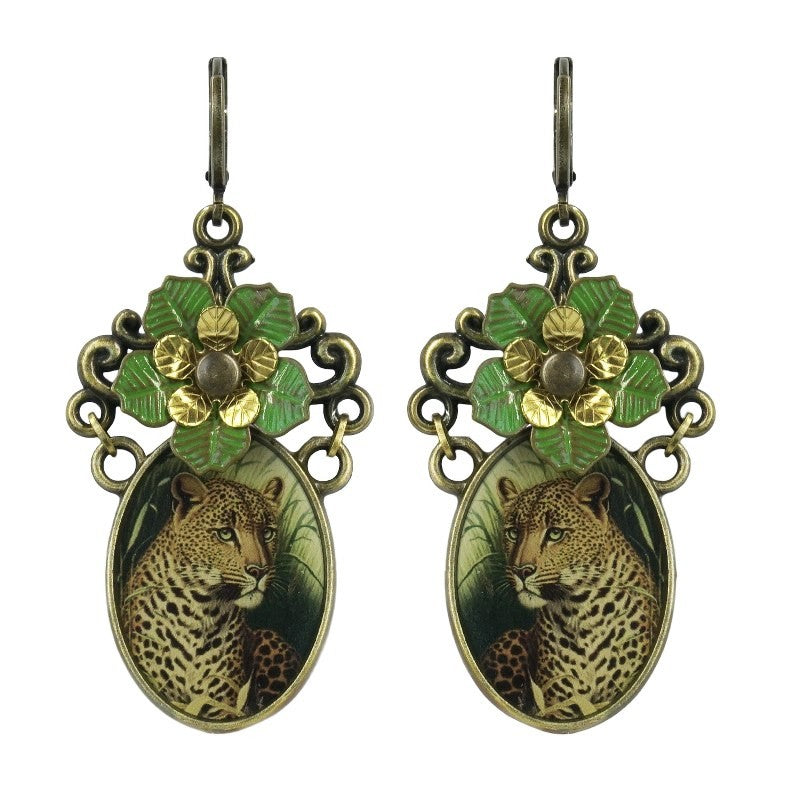 URBAN HIPPIES LEOPARD OLIVE EARRINGS